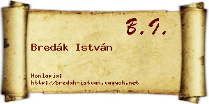 Bredák István névjegykártya