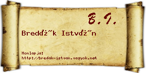Bredák István névjegykártya